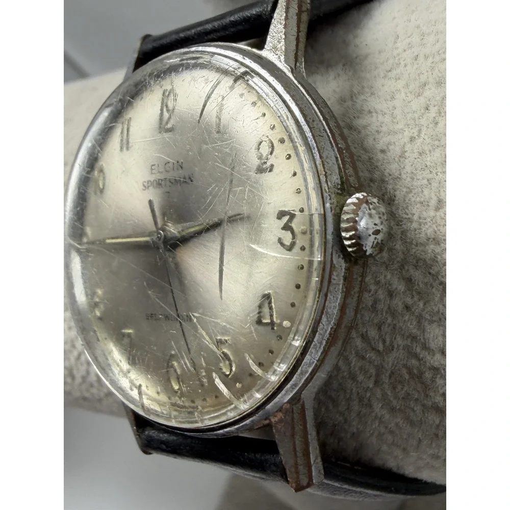Worn Elgin Sportsman Working Mens Watch Germany Selfwinding 34MM 7.5